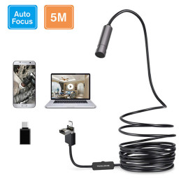 Teslong 16feet / 5m Auto Focus Endoscope Camera with 5.0 Megapixels HD Micro Inspection Camera