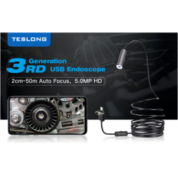 Teslong 16feet / 5m Auto Focus Endoscope Camera with 5.0 Megapixels HD Micro Inspection Camera