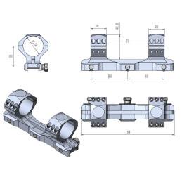Vector Optics X-Accu 34mm Medium Profile One Piece Picatinny Mount. Monoblock.