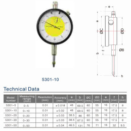 SHAHE Analog dial indicator 0-10mm