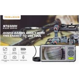 Teslong NTG500H 26-Inch / 66cm Rigid Rifle Borescope with 5-inch IPS Screen + 5 different size mirrors