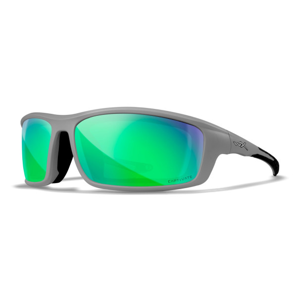 Wiley-X WX Grid sunglasses (Matte Grey/CAPTIVATE™ Polarized Green Mirror)