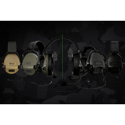 Sordin Supreme MIL CC Slim Hearing Protection - Active Military Hearing Muff - Green color_- Nexus Downlead & Leather Band