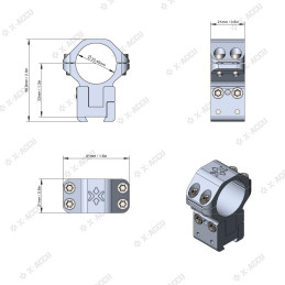 Vector Optics X-ACCU 25.4mm 1in Adjustable Elevation Dovetail Rings