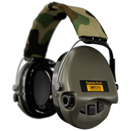 Sordin Supreme Pro-X Hearing Protection - Active Hunting Hearing Protector - EN 352 - Gel Cushion, Camo Band & Green Capsule