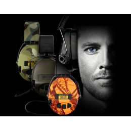 Sordin Supreme Pro-X Hearing Protection - Active Hunting Hearing Protector - EN 352 - Gel Cushion, Camo Band & Green Capsule
