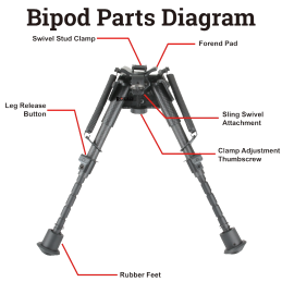 Vector Optics Carbon Fiber 6-9" Swivel Spring Bipod