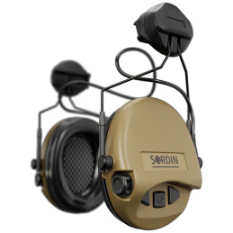 Sordin Supreme MIL AUX hearing protection - active military hearing protection - AUX socket, ARC connector & beige capsule
