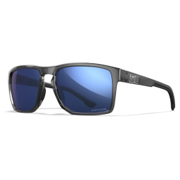 Wiley-X FOUNDER Captivate Polarized Blue Mirror, Gloss Crystal Grey