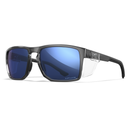 Wiley-X FOUNDER Captivate Polarized Blue Mirror, Gloss Crystal Grey