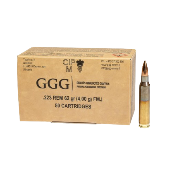 GGG Ammo .223REM, 62 grain (4.0 gram) FMJ bullet