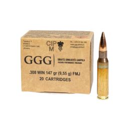 GGG Ammo .308 WIN, 147 grain (9.6 gram) FMJ bullet