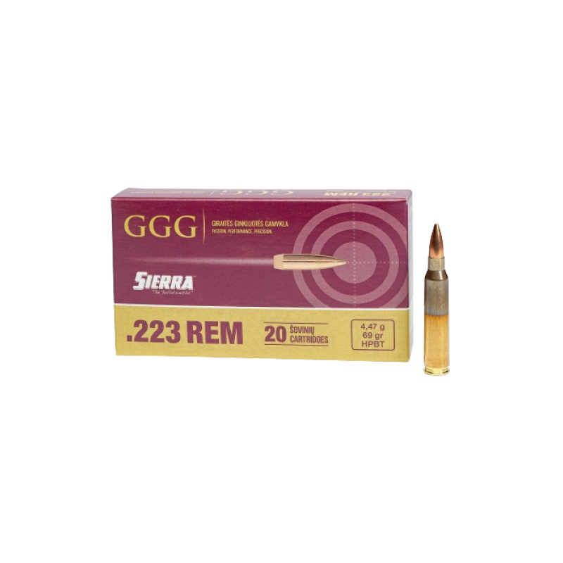 GGG Ammo .223 REM, 69 grain (4.5 gram) HPBT Sierra MatchKing bullet