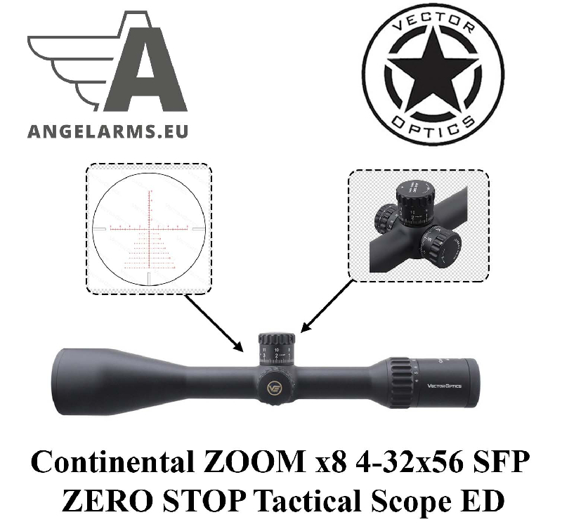 Vector Optics Continental ZOOM x8 4-32x56 SFP ZERO STOP Tactical Scope ED Vector Optics Continental ZOOM x8 4-32x56 SFP ZERO STOP Tactical Scope ED