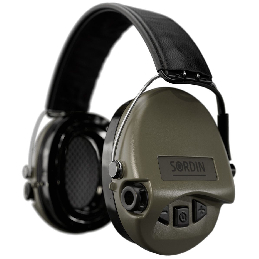 Sordin Supreme Pro hearing protection - active hunting hearing protector - EN 352 - gel cushion, leather band & green capsule