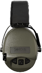 Sordin Supreme Pro hearing protection - active hunting hearing protector - EN 352 - gel cushion, leather band & green capsule