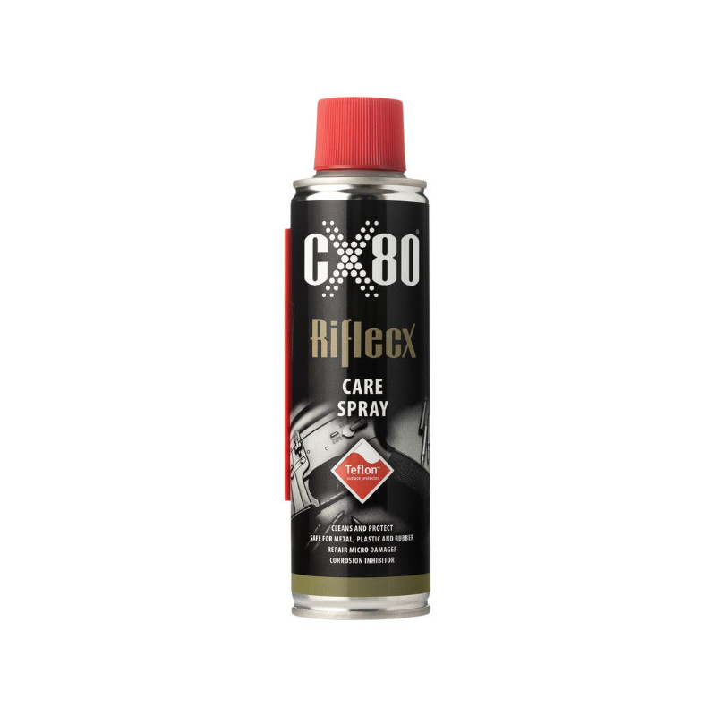 RifleCX CARE SPRAY with TEFLON 200 ML preserves your weapon and eliminates micro-damage. RifleCX CARE SPRAY with TEFLON 200 ML preserves your weapon and eliminates micro-damage.
