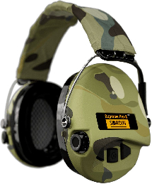 Sordin Supreme Pro-X LED Hearing Protection - Active Hearing Protector - EN 352 - Gel Cushion, Camo Band & Camo Capsule